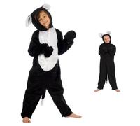 Charlie Crow Black and White Cat Fur Costume for Kids 5-7 Years