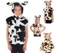 Charlie Crow Black & White Fur Cow costume for kids one size 3-8 Years.