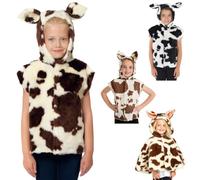 Charlie Crow Brown & White Fur Cow costume for kids one size 3-8 Years.