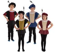 Charlie Crow Elizabethan Tudor Jacket and Hat Set for children | Four Colours available | Two Sizes 5-8 or 9-12 Years. (Burgundy and Khaki, 5-8 years)