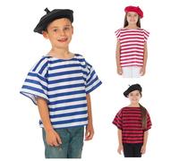 Charlie Crow French T-shirt and Beret Costume for kids. Blue & White. 3-8 years.