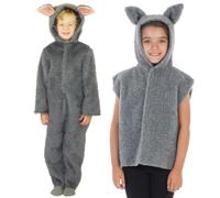 Charlie Crow Fur Grey Wolf Costume for Kids 9-11 years