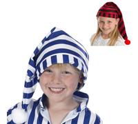 Charlie Crow Night Cap Hat for kids 3+ years. Blue and White stripe.