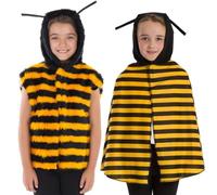 Charlie Crow suede Bumble Bee or Wasp cape costume for kids. One Size. Fits 3-8 Years.