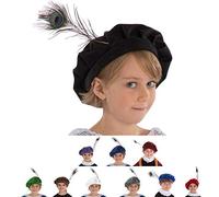 Charlie Crow Tudor Hat costume accessory for kids | Five Colours | One Size 3-12 Years (BLACK)