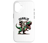 Charlie Dabbing Astronaut on a Dinosaur Cartoon Case for iPhone 16