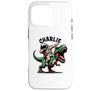 Charlie Dabbing Astronaut on a Dinosaur Cartoon Case for iPhone 16 Pro