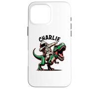 Charlie Dabbing Astronaut on a Dinosaur Cartoon Case for iPhone 16 Pro Max