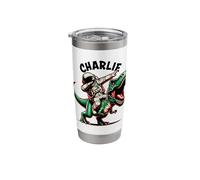 Charlie Dabbing Astronaut on a Dinosaur Cartoon Stainless Steel Insulated Tumbler