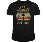 Charlie Dont Surf Retro Vintage T Shirt Black Cotton Men