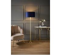 Charlie Gold Stem Floor Lamp with Velvet Drum with Gold Inner Shade & LED Bulb ValueLights Dark Navy One Size