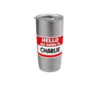 Charlie Hello Hi My Name is Tshirt Name On Custom Stainless Steel Insulated Tumbler