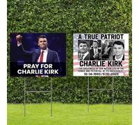 Charlie Kirk A True Patriot Charlie Kirk Sign 17" x 11" Yard Sign with Stake Justice for Charlie, Outdoor Lawn Garden Sign with Metal Stake (style A+B)