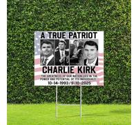 Charlie Kirk A True Patriot, Pray Justice Assassination Shooting Hero, Garden Decoration Signboard, Freedom Merch Yard Sign Outdoor Lawn Garden Sign with Metal Stake