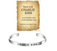 Charlie Kirk Bangle Bracelets for Men Women, Memorial 1993-2025 A True Patriot Assassination Shooting Hero Freedom Merch USA Motivational Patriots Pray Stainless Steel Engraved Open Cuff Gifts Jewelry