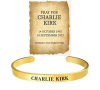 Charlie Kirk Bangle Bracelets for Men Women, Memorial 1993-2025 A True Patriot Assassination Shooting Hero Freedom Merch USA Motivational Patriots Pray Stainless Steel Engraved Open Cuff Gifts Jewelry