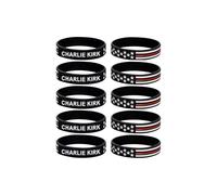 Charlie Kirk Bracelet for Women Man, Memorial Merch Patriot Pray Freedom Silicone Bracelets Rubber USA True Turning Point Jewelry Gift, One Size, Silicone, no gemstone