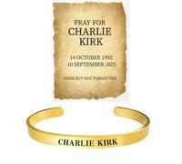 Charlie Kirk Bracelet, Gift Card Memorial Merch Turning Point Patriot Pray Freedom Stainless Steel Bracelets for Women Man USA Jewelry, One Size, Stainless Steel, no gemstone