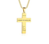 Charlie Kirk Cross Necklace, Memorial A Martyr For Truth And Freedom True Patriot Pray Justice Stainless Steel American Flag Pendant Chain Statement Gift Jewelry, XL, Stainless Steel, No Gemstone