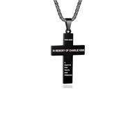 Charlie Kirk Cross Necklace, Memorial A Martyr For Truth And Freedom True Patriot Pray Justice Stainless Steel American Flag Pendant Chain Statement Gift Jewelry, XL, Stainless Steel, No Gemstone