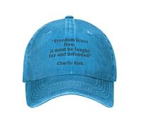 Charlie Kirk Freedom is Not Free, It Must Be Fought for and Defended Baseball Cap Unisex Trucker Hat for Men Women Blue
