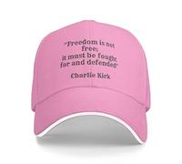 Charlie Kirk Freedom is Not Free, It Must Be Fought for and Defended Baseball Cap Unisex Trucker Hat for Men Women Pink