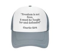 Charlie Kirk Freedom is Not Free, It Must Be Fought for and Defended Baseball Cap Unisex Trucker Hat for Men Women Gray