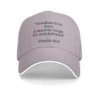 Charlie Kirk Freedom is Not Free, It Must Be Fought for and Defended Baseball Cap Unisex Trucker Hat for Men Women Gray