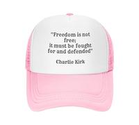 Charlie Kirk Freedom is Not Free, It Must Be Fought for and Defended Trucker Hat Adjustable Baseball Cap Vintage Dad Hats Pink