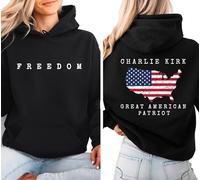 Charlie Kirk Freedoom Shirt, Great Amreican Pat.riot Charlie Kirk Freedom Hoodie, Sweatshirt, T-Shirt: Front and Back Design (UK, Alpha, M, Regular, Regular, Black)