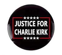 Charlie Kirk Memorial Brooch Pin, A True Patriot Pray Justice Assassination Shooting Hero Lapel Pin, Rest In Peace Charlie Kirk Buttons Round Pins Button Circle Badges for Men Women (Black D 1pcs)