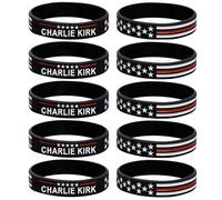 Charlie Kirk Merch Patriot Pray Bracelet Justice Shooting Assassination Freedom USA Rubber Bracelets Silicone Right Wing Revolution Bracelets for Men Women, One Size, Silicone, no gemstone