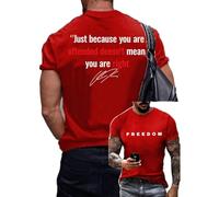 Charlie Kirk Shirt Freedom Tshirt Men America Freedom T Shirt Charlie Kirk Shirt Polotical Top Statement Tee Short Sleeve Mens Tops Patriotic Shirts,Red,L