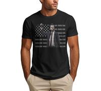 Charlie Kirk Shirt with Distressed USA Flag Memorial Charlie Mens T Shirt White