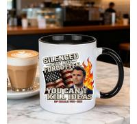 Charlie Kirk Silenced But Not Forgotten Tribute Coffee Cup - You Can’t Kill Ideas Patriotic Memorial Mug,Charlie Kirk Freedom Merch Mug Ceramic Cup Gift Coffee Cup