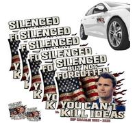 Charlie Kirk Sticker Silenced But Not Forgotten Decal, You Can’t Kill Ideas Patriotic Memorial Sticker, Waterproof Vinyl Stickers for Car Bumper Door Window, Laptop, Any Smooth Surface