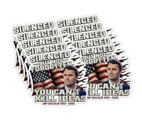 Charlie Kirk Sticker Silenced But Not Forgotten Decal, You Can’t Kill Ideas Patriotic Memorial Sticker, Waterproof Vinyl Stickers for Car Bumper Door Window, Laptop, Any Smooth Surface
