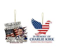 Charlie Kirk Sticker Silenced But Not Forgotten Tribute Acrylic Car Mirror Pendant,You Can’t Kill Ideas Patriotic Memorial Hanging Ornament,Justice for Charlie Kirk Vehicle Mirror Decor Accessories