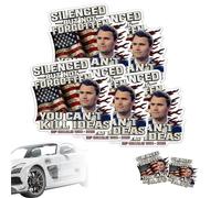 Charlie Kirk Sticker Silenced But Not Forgotten Tribute Decal, 2025 You Can’t Kill Ideas Patriotic Memorial Sticker (5pcs)