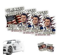 Charlie Kirk Sticker Silenced But Not Forgotten Tribute Decal, 2025 You Can’t Kill Ideas Patriotic Memorial Sticker (3pcs)