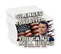 Charlie Kirk Sticker Silenced But Not Forgotten Tribute Decal - You Can’t Kill Ideas Patriotic Memorial Stickers