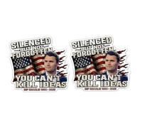 Charlie Kirk Sticker Silenced But Not Forgotten Tribute Decal - You Can’t Kill Ideas Patriotic Memorial Sticker,Charlie Kirk Freedom Stickers Laptop Bumper Decal Window Waterproof Car Stickers