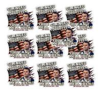 Charlie Kirk Sticker Silenced But Not Forgotten Tribute Decal - You Can’t Kill Ideas Patriotic Memorial Sticker, Charlie Kirk True American Hero, RIP Charlie Kirk Bumper Sticker (10Pcs)