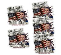 Charlie Kirk Sticker Silenced But Not Forgotten Tribute Decal - You Can’t Kill Ideas Patriotic Memorial Sticker, Charlie Kirk True American Hero, RIP Charlie Kirk Bumper Sticker (5Pcs)