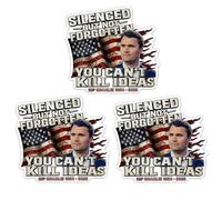 Charlie Kirk Sticker Silenced But Not Forgotten Tribute Decal - You Can’t Kill Ideas Patriotic Memorial Sticker,Charlie Kirk Freedom Stickers Laptop Bumper Decal Window Waterproof Car Stickers