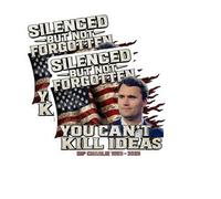 Charlie Kirk Sticker Silenced But Not Forgotten Tribute Decal,You Can’t Kill Ideas Patriotic Memorial Sticker,Inspirational Charlie Kirk Bumper S-Ticker,Patriotic Decals for Car Truck Windows
