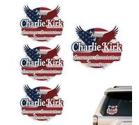Charlie Kirk Tribute Sticker, 5" Patriotic Die-Cut Vinyl Decal for Laptop, Tumbler - Courage, Conviction, Country (4pcs)