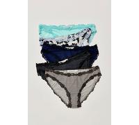 Charlie Lace Microfiber Bikini Undies 5-Pack by Intimately at Free People in Sea Bloom, Size: Small - female