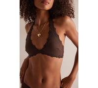 Charlie Lace Microfiber Halter Bralette by Intimately at Free People in Double Espresso, Size: Small - female