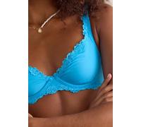 Charlie Lace Microfiber Plunge Underwire Bra by Intimately at Free People in Pool Blue, Size: 34 C - female